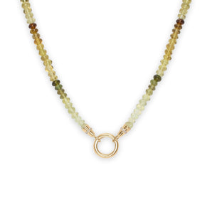 18K Beaded Chain Necklace with Diamond Caps in Green Garnet Necklace Page Sargisson 