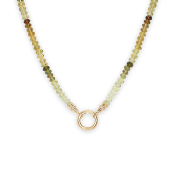 18K Beaded Chain Necklace with Diamond Caps in Green Garnet Necklace Page Sargisson 