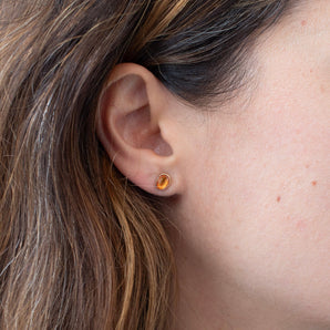 18K Freeform Smooth Stud Earrings - Orange Sapphire Earrings Page Sargisson 