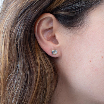 18K Freeform Smooth Stud Earrings - Light Blue Sapphire Earrings Page Sargisson 