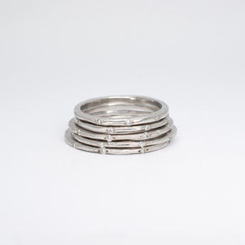 SALE - Platinum Carved Skinny Band with Diamonds *Discontinued Version* Hidden Page Sargisson 