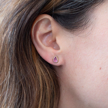 18K Freeform Smooth Stud Earrings - Pink Sapphire Earrings Page Sargisson 