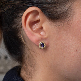18K Freeform Stud Earring in Dark Blue Sapphire Earrings Page Sargisson 