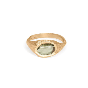 18K Signet Ring in Pale Green Sapphire - Oval Rings Page Sargisson 