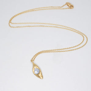 SALE - 18K Carved Freeform Necklace with Blue Sapphire Hidden Page Sargisson 