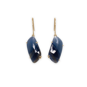 18K Faceted Freeform Blue Sapphire Prong Earrings Earrings Page Sargisson 