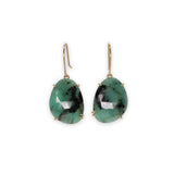 18K Faceted Emerald Large Freeform Prong Earrings Earrings Page Sargisson 