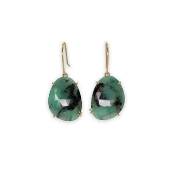 18K Faceted Emerald Large Freeform Prong Earrings Earrings Page Sargisson 