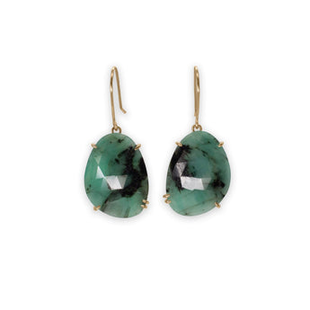18K Faceted Emerald Bell Shaped Prong Earrings Earrings Page Sargisson 
