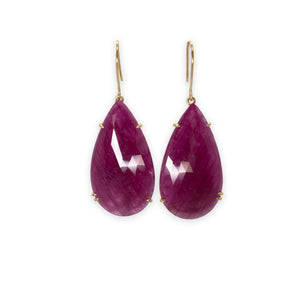 18K Faceted Pear Ruby Prong Earrings Earrings Page Sargisson 