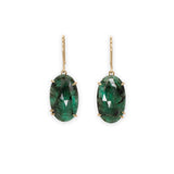 18K Faceted Emerald Long Oval Prong Earrings Earrings Page Sargisson 