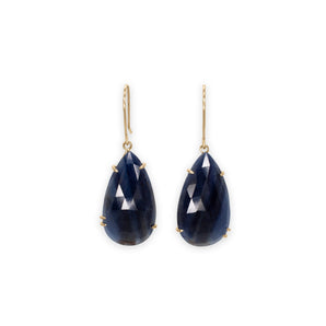 18K Faceted Pear Blue Sapphire Prong Earrings Earrings Page Sargisson 