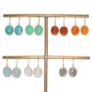 10K Oval Stone Drop Earrings Hidden Page Sargisson 