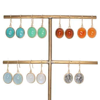 10K Oval Stone Drop Earrings Hidden Page Sargisson 