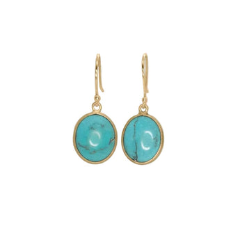 10K Gold Oval Stone Drop Earrings Earrings Page Sargisson Turquoise 