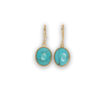 10K Oval Stone Drop Earrings in Turquoise Hidden Page Sargisson 