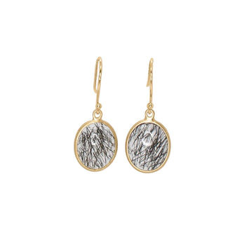 10K Oval Stone Drop Earrings Hidden Page Sargisson Tourmalated Quartz 