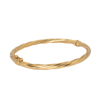 VINTAGE - 14K Twist Rope Hinge Cuff Bangle Hidden Apex 