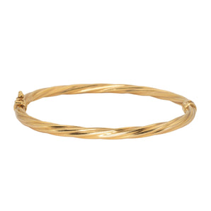 VINTAGE - 14K Twist Rope Hinge Cuff Bangle Hidden Apex 