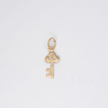 SALE - 10K Key Charm Pendant with Diamonds Hidden Page Sargisson 