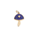 VINTAGE - 14K Mushroom charm with Lapis and Diamonds Hidden Flower Jewelry Corp 