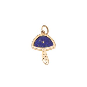 VINTAGE - 14K Mushroom charm with Lapis and Diamonds Hidden Flower Jewelry Corp 