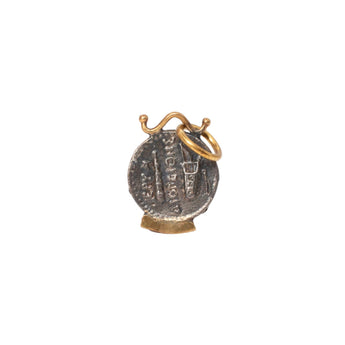 VINTAGE - 24K coin charm with diamonds prehistoric works 