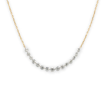 18K Delicate 15 diamond bead necklace Necklace Unison 