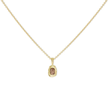 18K Diamond Solitaire Necklace - Brown Oval Necklace Page Sargisson 