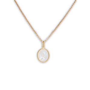 10K Oval Stone Charm Pendant in Moonstone Hidden Page Sargisson 