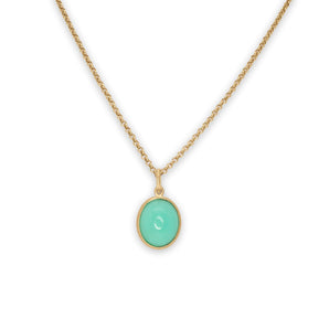 10K Oval Stone Charm Pendant in Chrysoprase Hidden Page Sargisson 