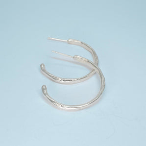 Sterling Silver Organic Hammered Hoops Large Earrings Page Sargisson 