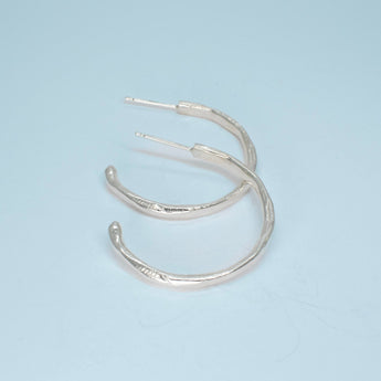 Sterling Silver Organic Hammered Hoops Large Earrings Page Sargisson 