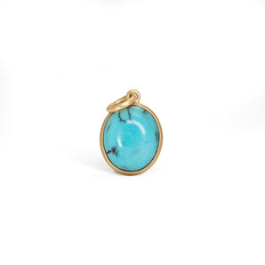 10K Oval Stone Charm Pendant Hidden Page Sargisson Turquoise 