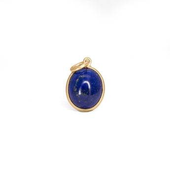 10K Oval Stone Charm Pendant in Lapis Hidden Page Sargisson 