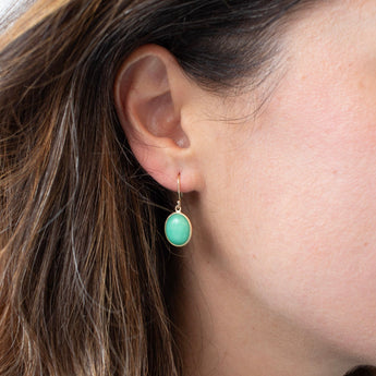 10K Oval Stone Drop Earrings in Aquamarine Hidden Page Sargisson 