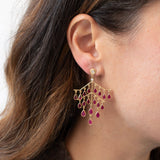18K Fan Chandelier Earring in Ruby and Diamond Earrings Rava 