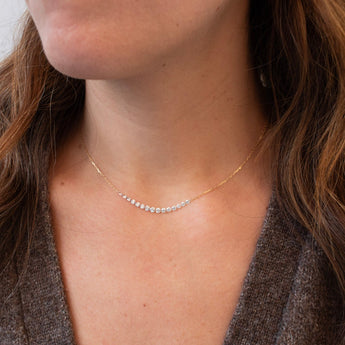 18K Delicate 15 diamond bead necklace Necklace Unison 