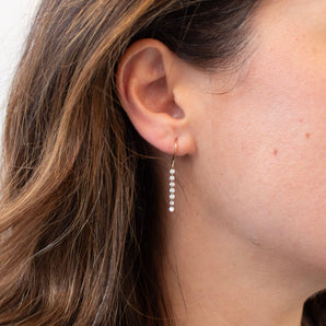 14k and Platinum Seven Diamond Bead Drop Earrings EARRINGS Unison 