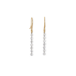 14k and Platinum Seven Diamond Bead Drop Earrings EARRINGS Unison 