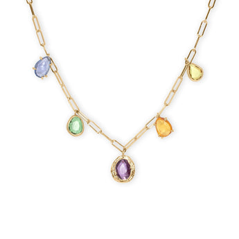 18K Five Stone Necklace in Rainbow Necklaces Page Sargisson 