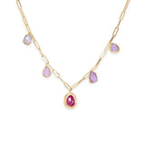 18K Five Stone Necklace in Pink Sapphire and Ruby Necklace Page Sargisson 