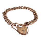 VINTAGE 9K Curb Bracelet with texture and Heart Lock Hidden Page Sargisson 