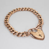 VINTAGE 9K Curb Bracelet with texture and Heart Lock Hidden Page Sargisson 