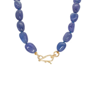 18K Large Beaded Chain Necklace in Tanzanite with Carved Clasp Necklaces Page Sargisson 