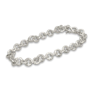 Sterling Silver Carved Round Link Chain Bracelet Bracelet Page Sargisson 