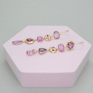 18K Five Drop Geometric Earrings In Ombre Pink Sapphires Earrings Page Sargisson 