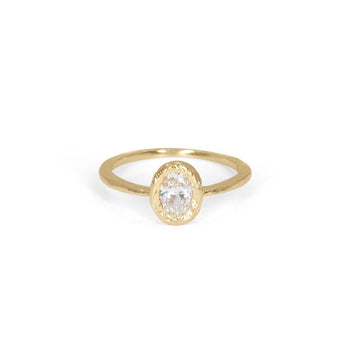 18K Gold Oval Stone Ring in Diamond Ring Page Sargisson Vertical 4 