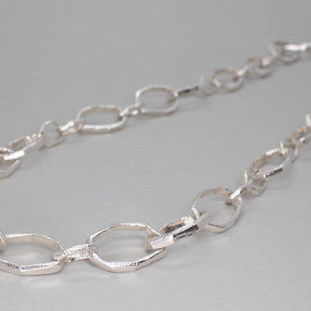 Sterling Silver Carved Large Link Necklace Necklace Page Sargisson 