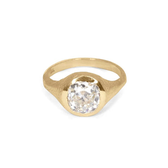 Carved Signet Ring with 2.53ct Old Mine Cut Diamond Engagement Ring Page Sargisson 